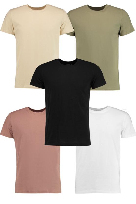 5 Pack Crew Neck T Shirt